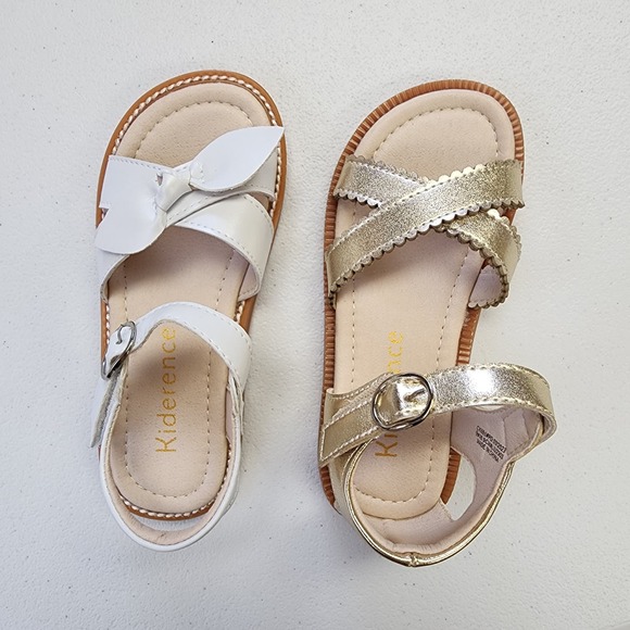 Kiderence Summer Sandals 2 Pairs Gold and White Size 9 NEW - Picture 6 of 7